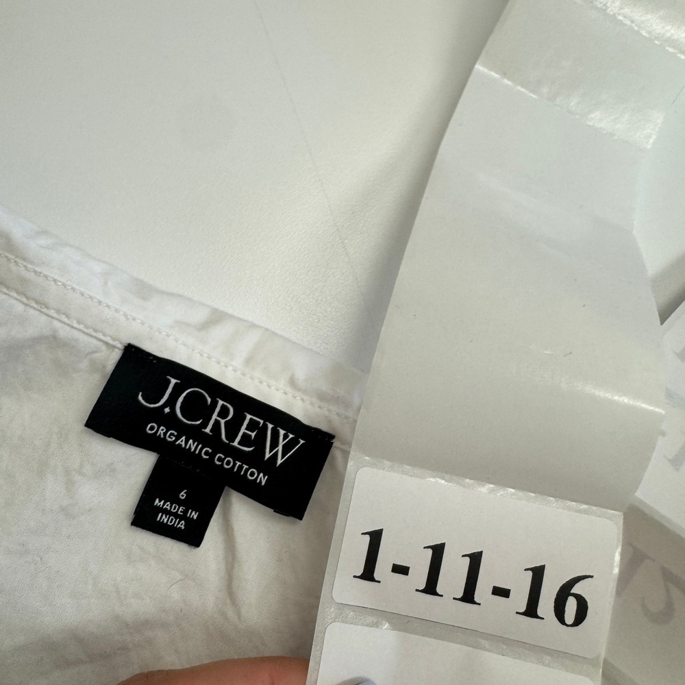 J.Crew Blouse Womens 6 White Peter Pan Collar Ruffle Organic Cotton BT732 - Picture 4 of 10